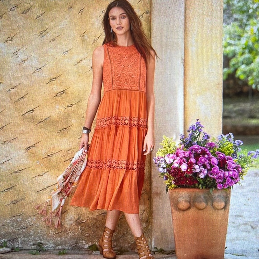 Sundance Yasmina Terracotta Orange Maxi Dress size S NWOT